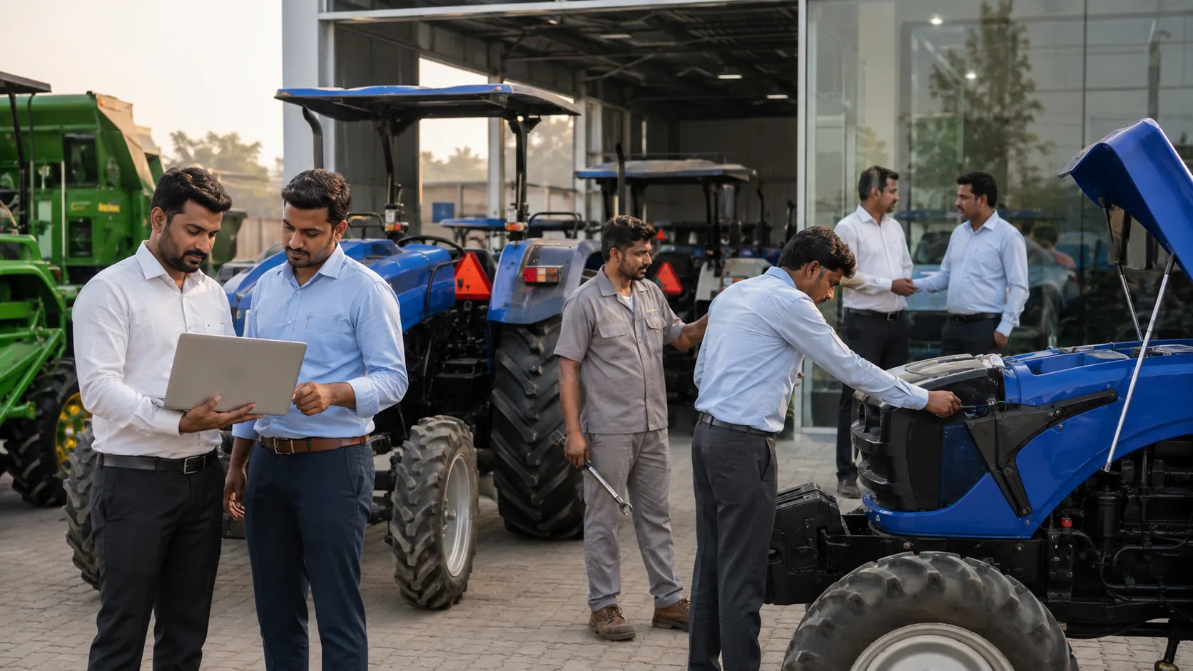 The Shyamali Krishna Automobile sales and service team at work in the dealership yard